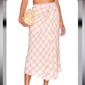NWT BAILEY 44 REVOLVE Greer midi skirt in crème plaid